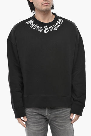 Felpa in Cotone Garzato NECK LOGO con Stampa