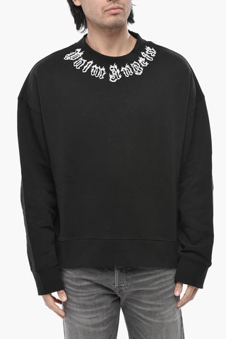 Felpa in Cotone Garzato NECK LOGO con Stampa