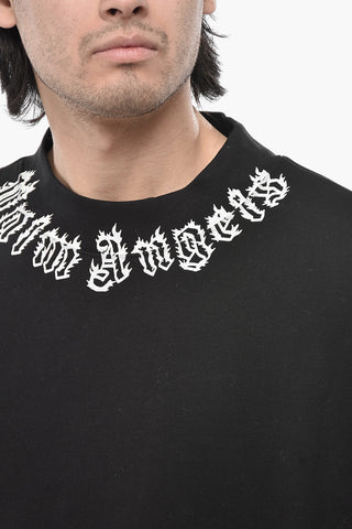 Felpa in Cotone Garzato NECK LOGO con Stampa