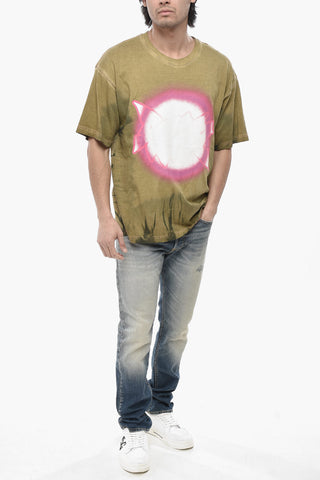 Baumwoll-Rundhalsshirt T-BOXT- Mit Acid-Wash-Effekt