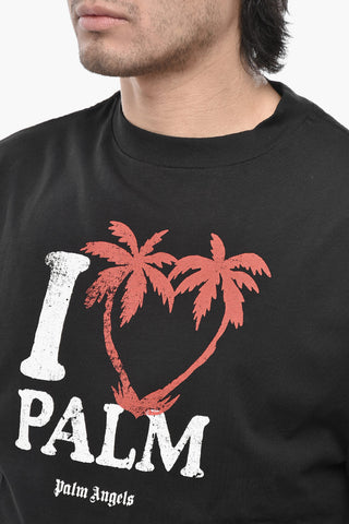Rundhals-T-Shirt I LOVE PALM mit Druck