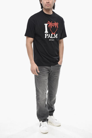 Rundhals-T-Shirt I LOVE PALM mit Druck