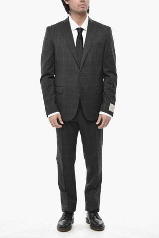 CC COLLECTION Abito in Lana Vergine Motivo District Check con Revers Classico