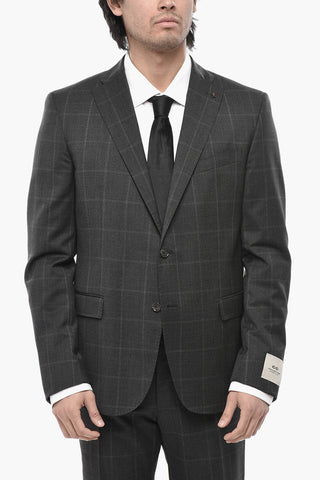 CC COLLECTION Abito in Lana Vergine Motivo District Check con Revers Classico