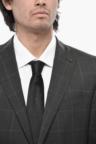 CC COLLECTION Abito in Lana Vergine Motivo District Check con Revers Classico