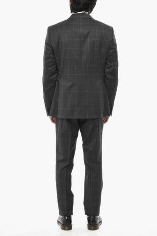 CC COLLECTION Abito in Lana Vergine Motivo District Check con Revers Classico