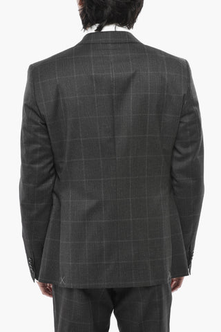 CC COLLECTION Abito in Lana Vergine Motivo District Check con Revers Classico