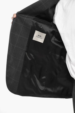 CC COLLECTION Abito in Lana Vergine Motivo District Check con Revers Classico