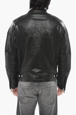 Coated Cotton Biker Zip-Up Sweatshirt