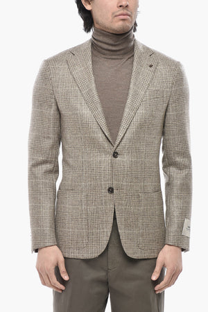 CC COLLECTION Virgin Wool Two-Button Jacket with District Check Pattern