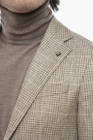 CC COLLECTION Virgin Wool Two-Button Jacket with District Check Pattern