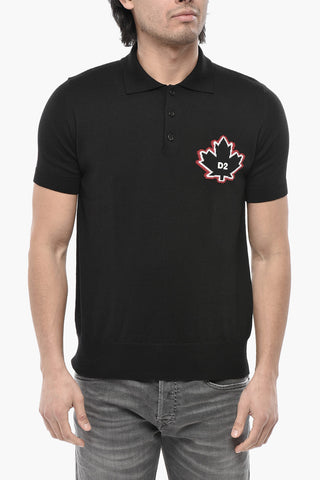 Polo in Maglia LEAF con Logo in Jacquard