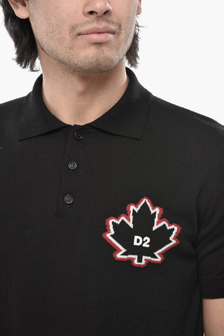 Polo in Maglia LEAF con Logo in Jacquard