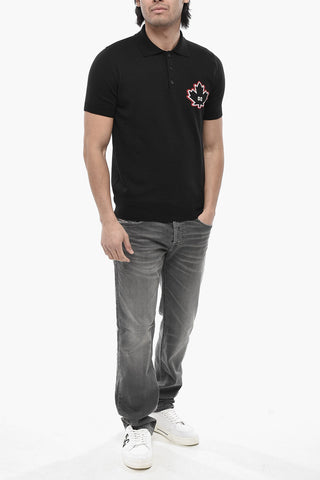 Strick-Polo LEAF mit Jacquard-Logo