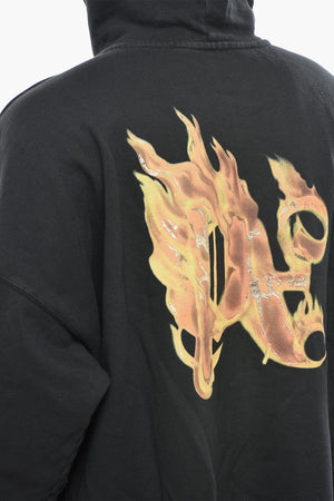 Felpa Hoodie BURNING MONOGRAM in Cotone Garzato