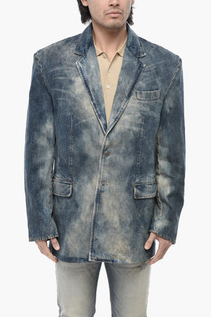 Oversize-Jacke aus Denim mit Logoknöpfen