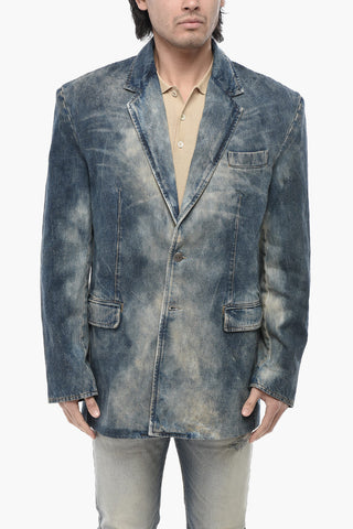 Oversized Denim Jacket With Logo Buttons