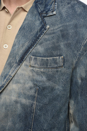 Oversize-Jacke aus Denim mit Logoknöpfen