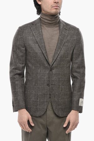 CC COLLECTION Virgin Wool Two-Button Districk Check Blazer