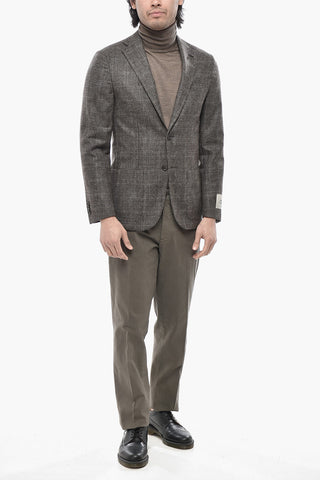 CC COLLECTION Blazer a due Bottoni Districk Check in Lana Vergine