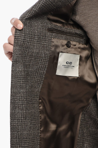 CC COLLECTION 울 디스트릭 체크 투버튼 블레이저