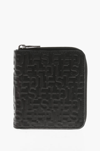Leather Wallet with All-Over Embossed Logo