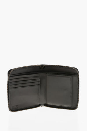 Leather Wallet with All-Over Embossed Logo