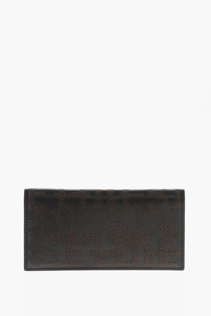 Perforated Vegan Leather Wallet with All-Over Logo