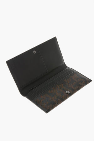 Perforated Vegan Leather Wallet with All-Over Logo