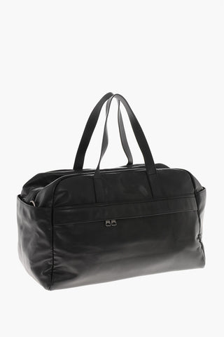 Vegan Leather Travel Duffel Bag With Embossed Logo