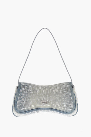 Denim Shoulder Bag With Rhinestones