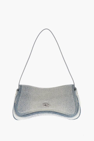 Schultertasche aus Denim mit Strass