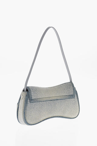 Schultertasche aus Denim mit Strass