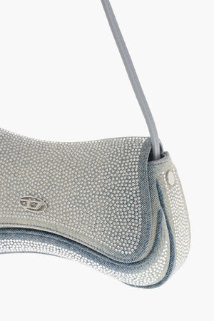 Denim Shoulder Bag With Rhinestones