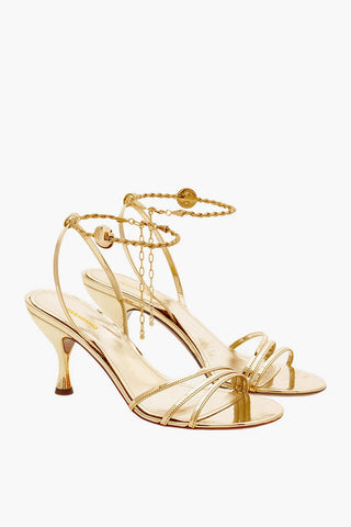 Slingback-Sandalen DENISE aus Lamé-Leder, 7 cm Absatz