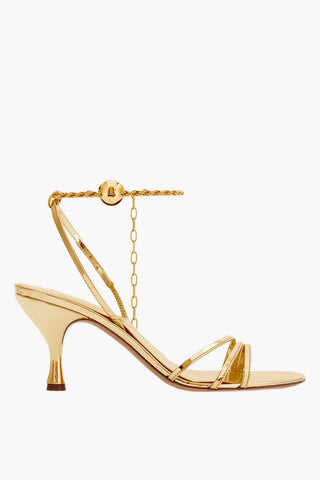 Slingback-Sandalen DENISE aus Lamé-Leder, 7 cm Absatz