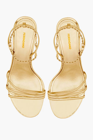 Slingback-Sandalen DENISE aus Lamé-Leder, 7 cm Absatz