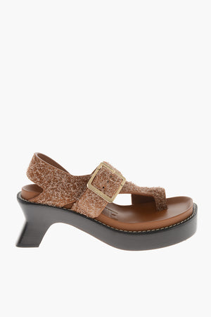 Sandali in Pelle Testurizzata EASE con Suola in Cuoio 7cm