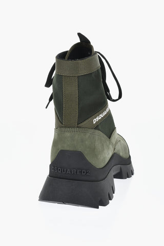 Leather and Nylon Combat Boots with Contrast Logo