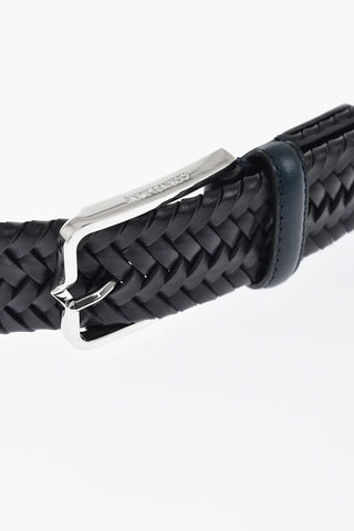 Cintura in Pelle Intrecciata con Fibbia in Metallo 40mm