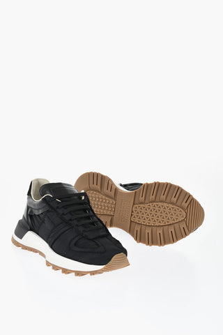 M22 Lace-Up Nylon Sneakers With Raw-Edge Details