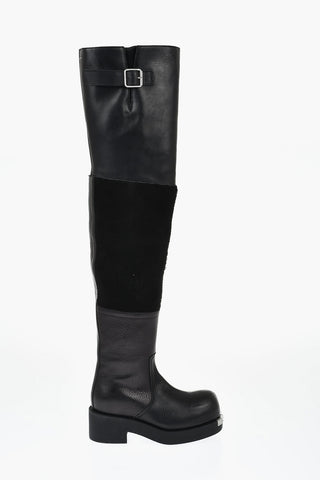 MM6 Overknee-Stiefel Aus Leder Mit 5 cm Wildledereinsatz