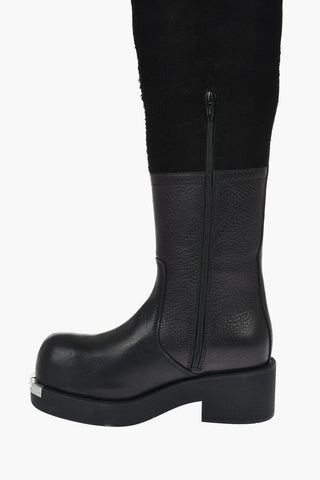 MM6 Overknee-Stiefel Aus Leder Mit 5 cm Wildledereinsatz
