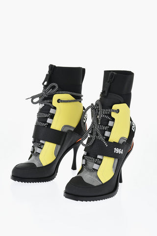 가죽 및 패브릭 앵클 부츠 TECHNO HIKING 바이컬러 레이스 9cm