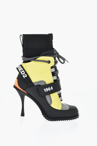 Stiefeletten TECHNO HIKING aus Leder und Textil mit bicoloren Schnürsenkeln 9 cm