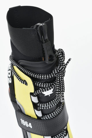가죽 및 패브릭 앵클 부츠 TECHNO HIKING 바이컬러 레이스 9cm