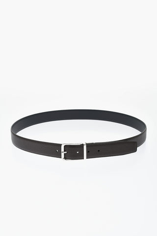 Reversible Hammered Leather Belt With 35mm Metal Buckle
