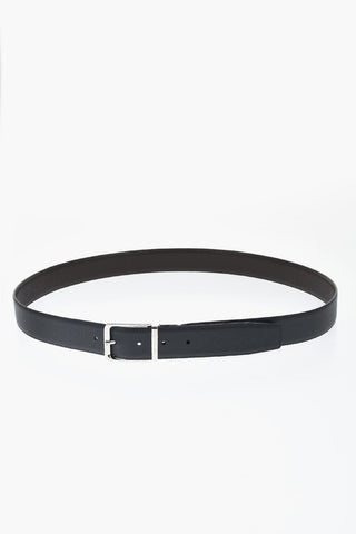 Reversible Hammered Leather Belt With 35mm Metal Buckle