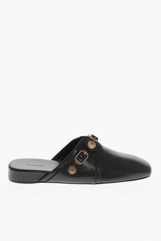 Hammered Patent Leather Mules COSY with Studs