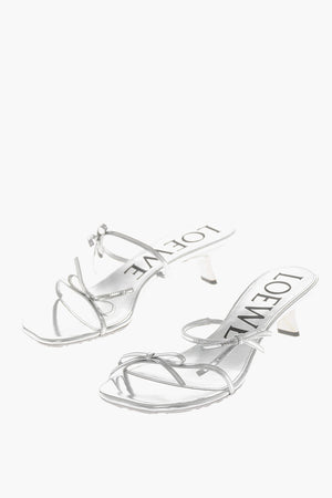 Sandali in Pelle Lamè con Tacco Kitten 4,5cm